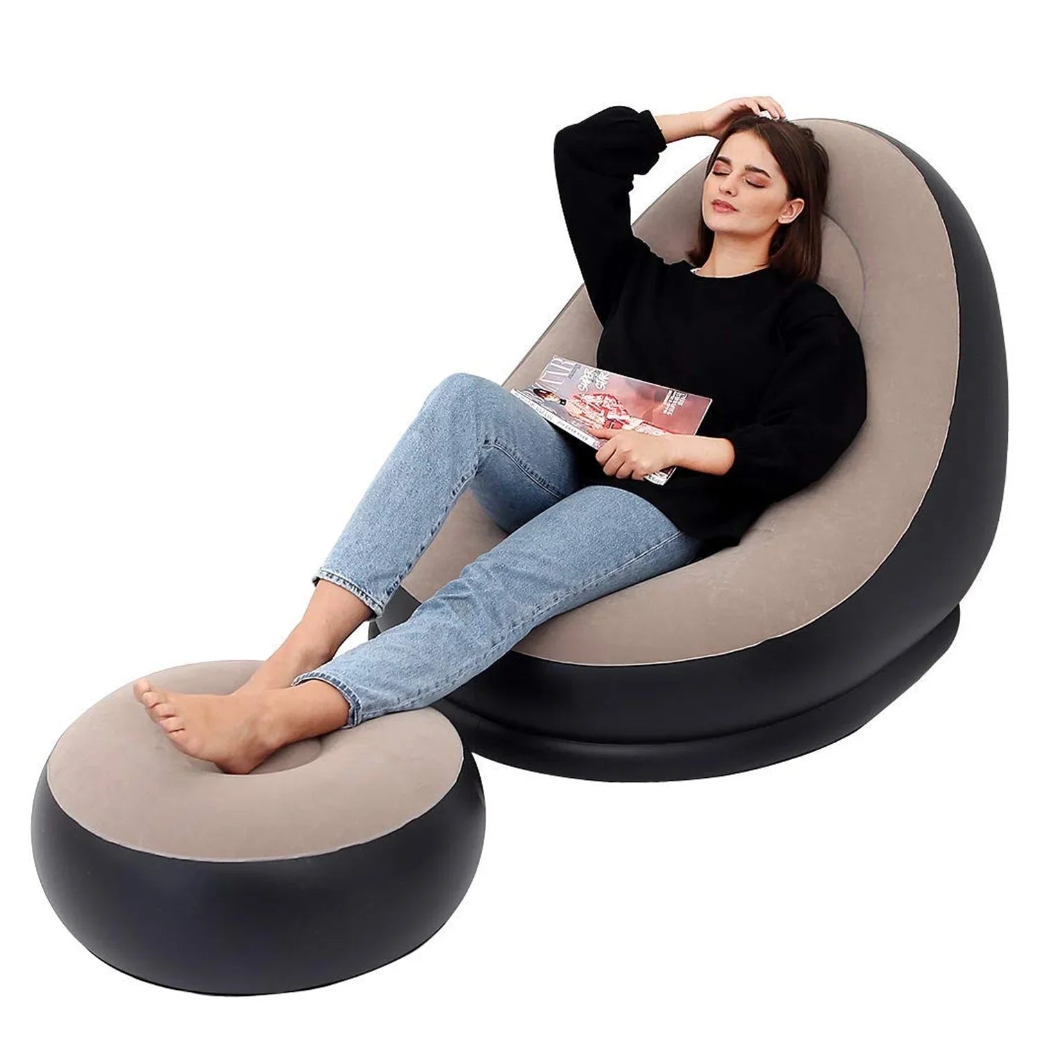 Portable Sofa with leg rest (Free Air Pump Included)