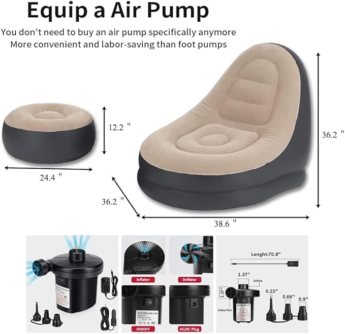 Portable Sofa with leg rest (Free Air Pump Included)
