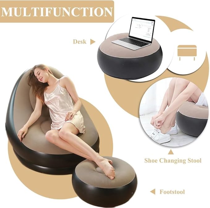 Portable Sofa with leg rest (Free Air Pump Included)