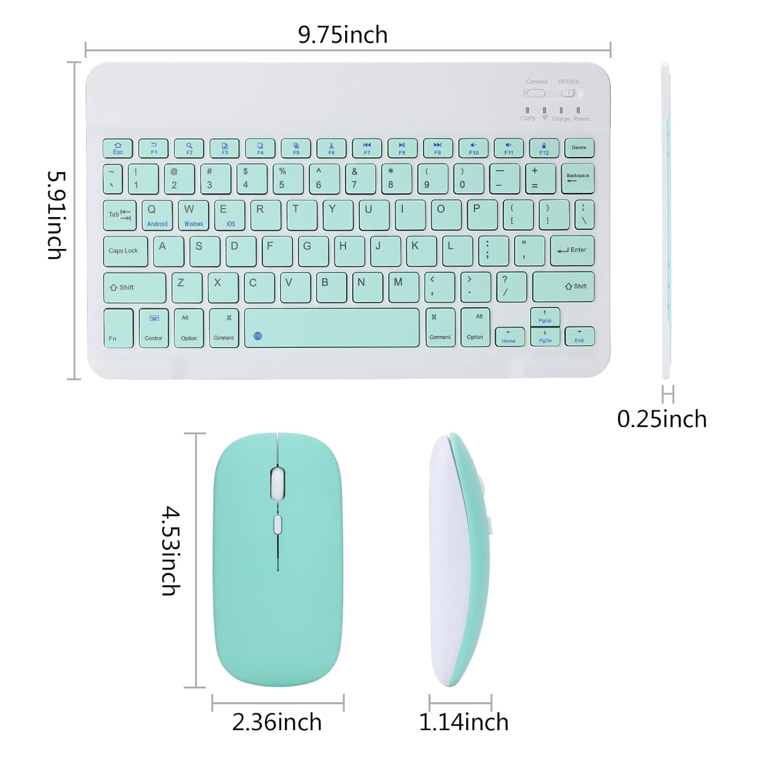 Rechargeable Wireless Bluetooth Keyboard and Mouse Combo, Compact Ultra-Thin Sleek Design
