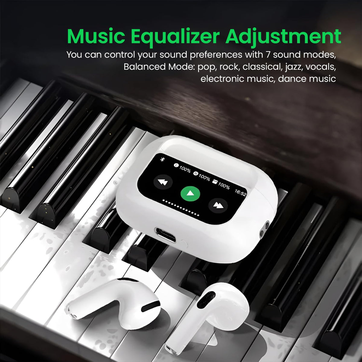 Earbuds with Touch Display Control and Active Noise Cancellation