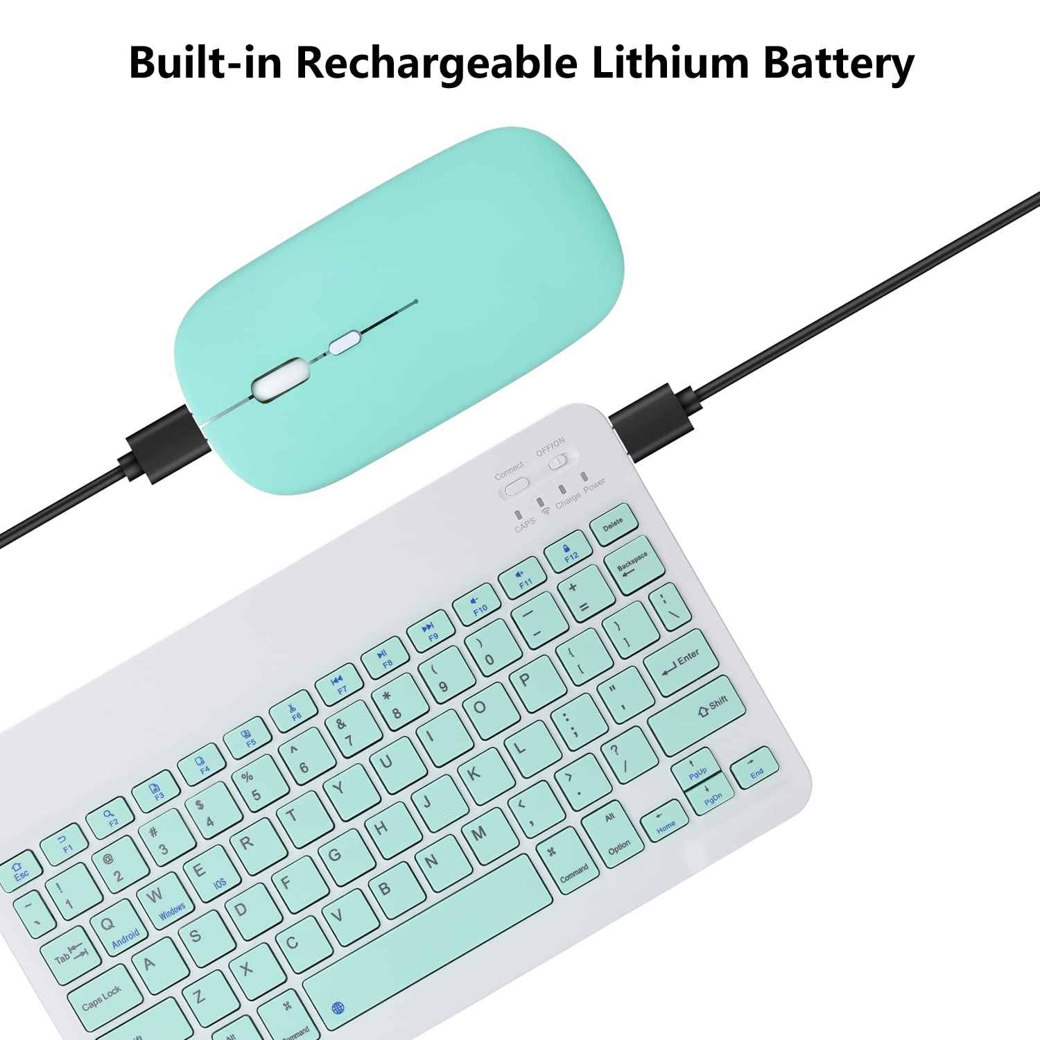Rechargeable Wireless Bluetooth Keyboard and Mouse Combo, Compact Ultra-Thin Sleek Design