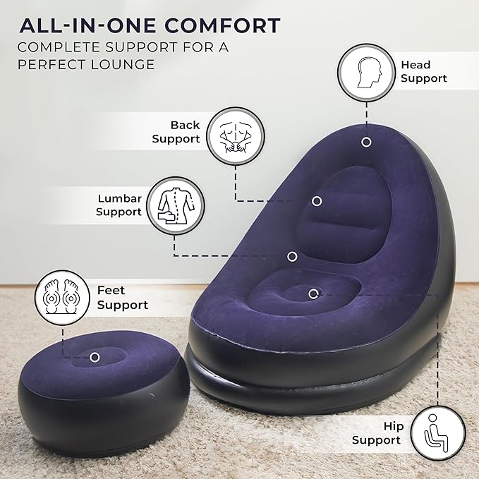 Portable Sofa with leg rest (Free Air Pump Included)