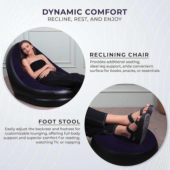 Portable Sofa with leg rest (Free Air Pump Included)