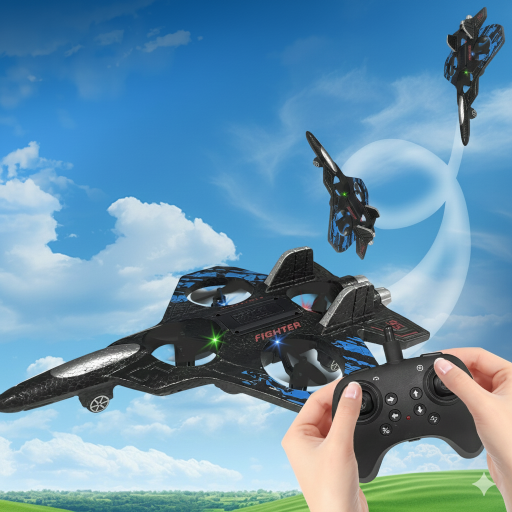2.4GHz Remote Controlled RC Aeroplane with LED Lights, 80m Range, USB Charging,Ideal for Beginners, Children, and Adults, Indoor/Outdoor Flying Toy