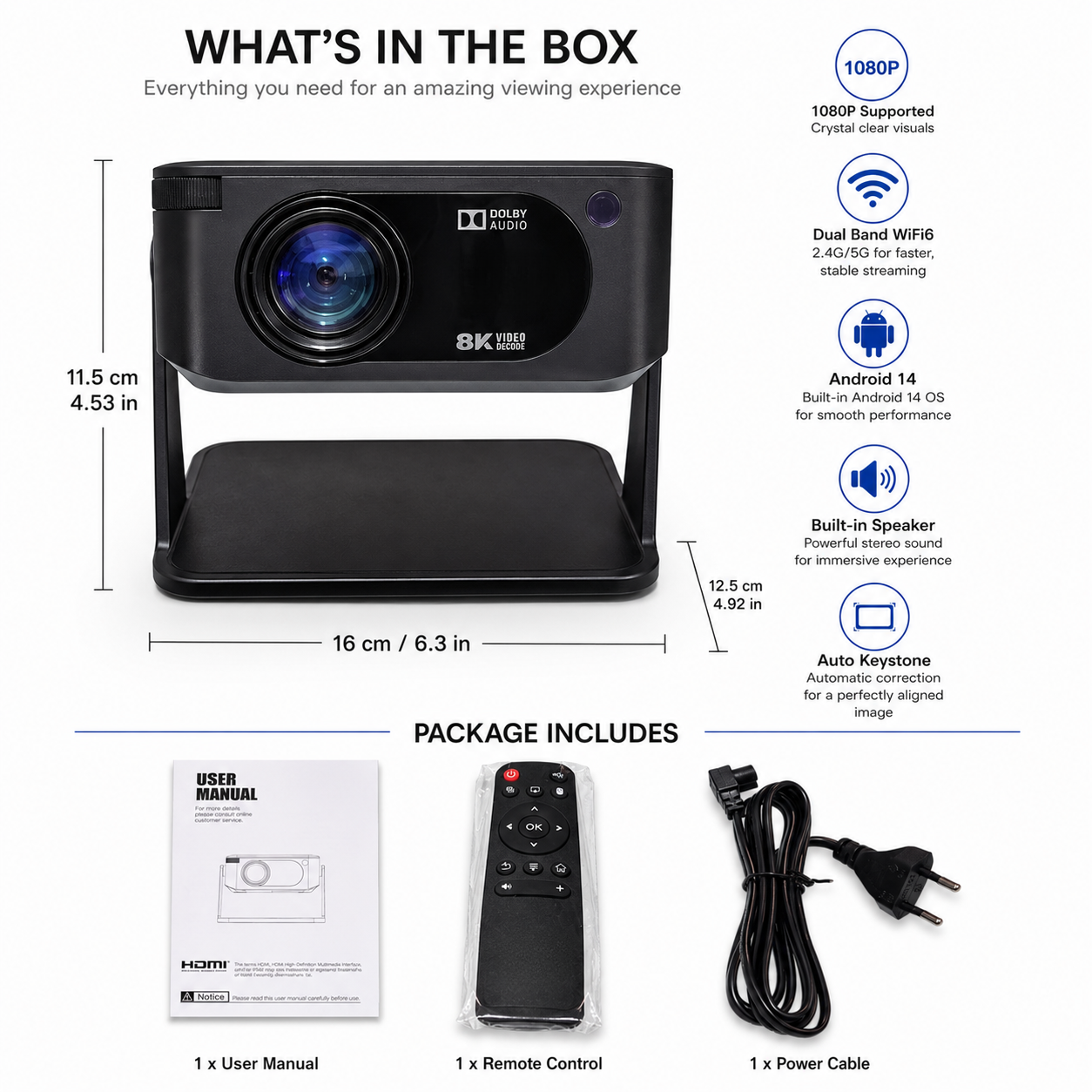 Xnano Premium Smart Projector 6 Months Warranty | 200 Inch Display | Auto Keystone | Screen Cast