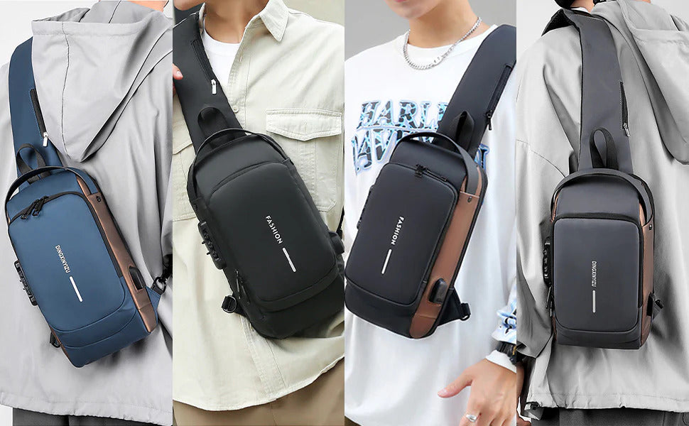 Anti-Theft Sling Shoulder Bag, Waterproof with Password Lock