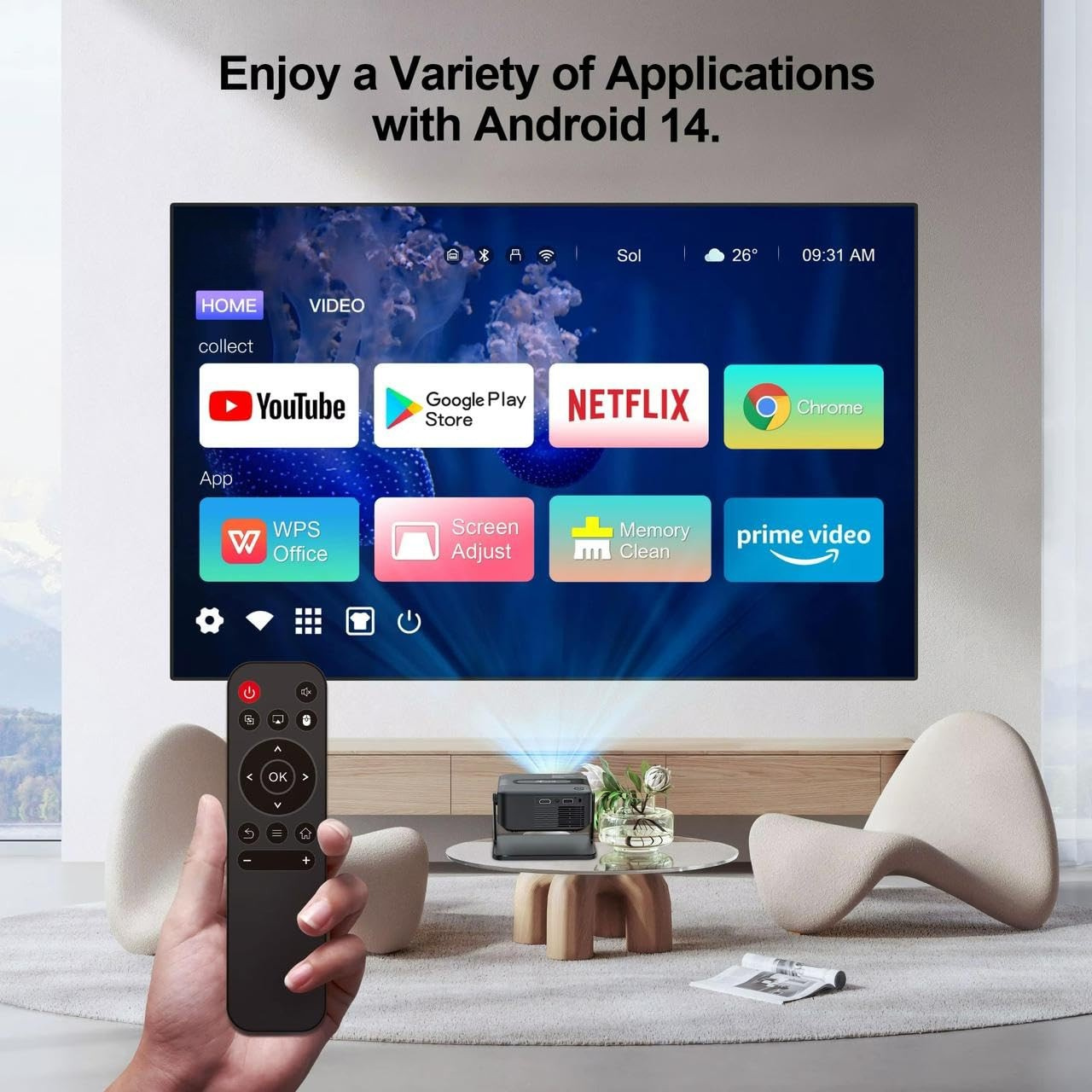 Xnano Premium Smart Projector 6 Months Warranty | 200 Inch Display | Auto Keystone | Screen Cast